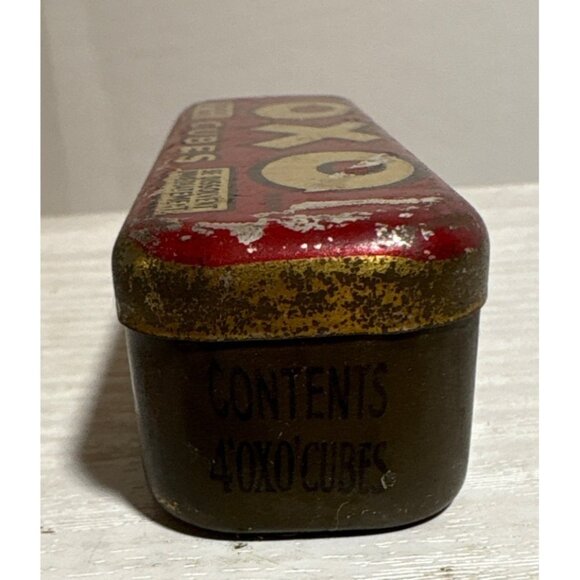 Vintage OXO Cubes Tin Box Red & Gold Retro Advertising Design - Picture 5 of 10